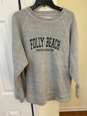 Trade Heritage Light Gray 'Folly Beach South Carolina' Crewneck Sweatshirt